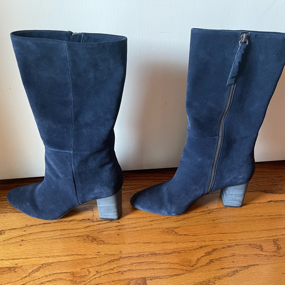 Splendid Navy Blue Leather Boots